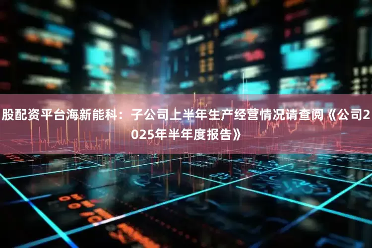 股配资平台海新能科：子公司上半年生产经营情况请查阅《公司2025年半年度报告》